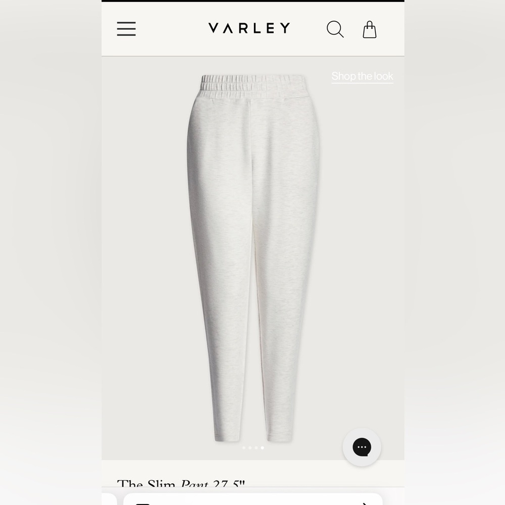 Varley slim pants 25 inch inseam ivory marl